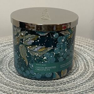 BBW White Barn Cocoa Roasted Chestnuts 3 Wick Candle NWT